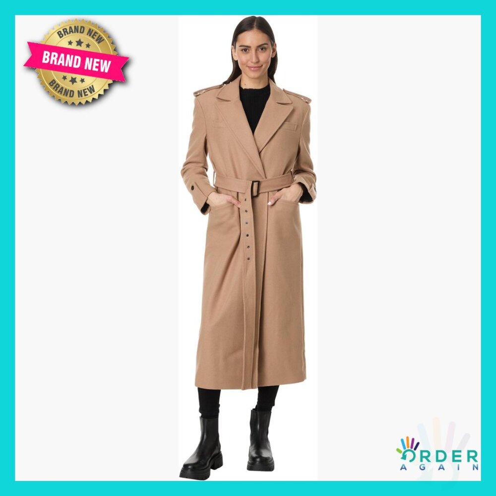 Wool Blend Coat Classic Elegant Notch Collar Button Closure Long Sleeve